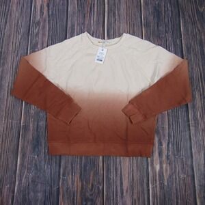 Marine Layer Cream to Rust Ombre Crew Sweatshirt
